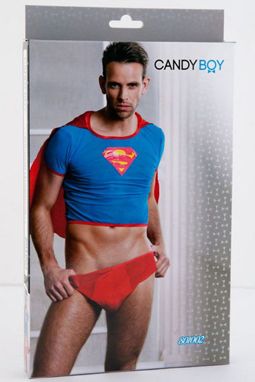 Candy Boy Костюм Супермена - Футболка и трусы-боксеры - купить в секс шопе Candy Boy Костюм Супермена - Футболка и трусы-боксеры - купить в секс шопе