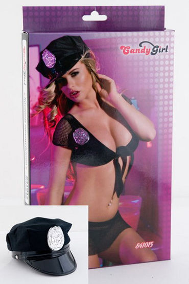 Candy Girl Костюм Полицейского - Топ, значек, юбка, трусики и головной убор - купить в секс шопе Candy Girl Костюм Полицейского - Топ, значек, юбка, трусики и головной убор - купить в секс шопе