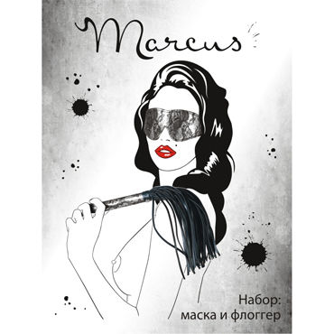 ToyFa Marcus Кружевной Набор, серебристый - Маска и плетка - купить в секс шопе ToyFa Marcus Кружевной Набор, серебристый - Маска и плетка - купить в секс шопе