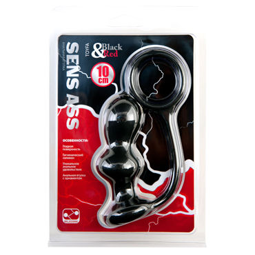 ToyFa Black&Red Sens Ass 10 см, черная, Рельефная анальная втулка с эрекционным кольцом ToyFa Black&Red Sens Ass 10 см, черная, Рельефная анальная втулка с эрекционным кольцом