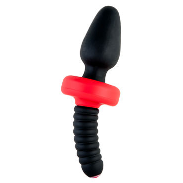 ToyFa Black&Red Анальная вибровтулка, черная, С удобной рукояткой ToyFa Black&Red Анальная вибровтулка, черная, С удобной рукояткой