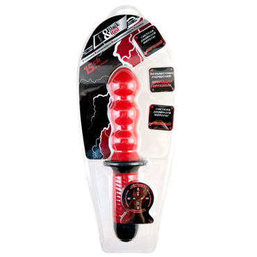ToyFa Black&Red Рельефный анальный вибратор 15 см, красный - С двумя моторчиками - купить в секс шопе ToyFa Black&Red Рельефный анальный вибратор 15 см, красный - С двумя моторчиками - купить в секс шопе