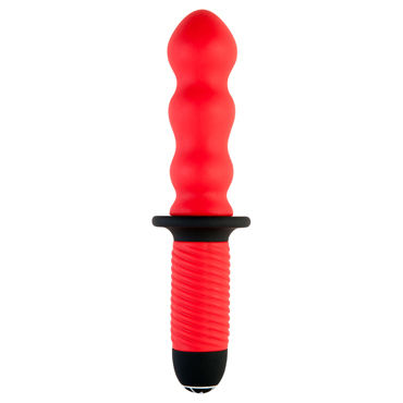 ToyFa Black&Red Рельефный анальный вибратор 15 см, красный, С двумя моторчиками ToyFa Black&Red Рельефный анальный вибратор 15 см, красный, С двумя моторчиками