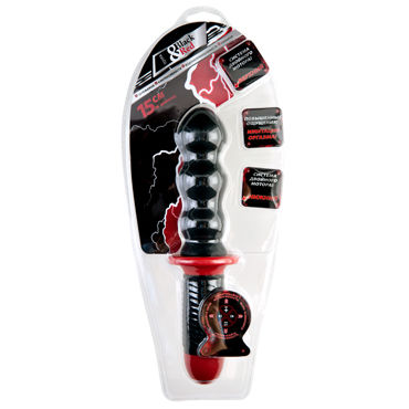 ToyFa Black&Red Рельефный анальный вибратор 15 см, черный - С двумя моторчиками - купить в секс шопе ToyFa Black&Red Рельефный анальный вибратор 15 см, черный - С двумя моторчиками - купить в секс шопе