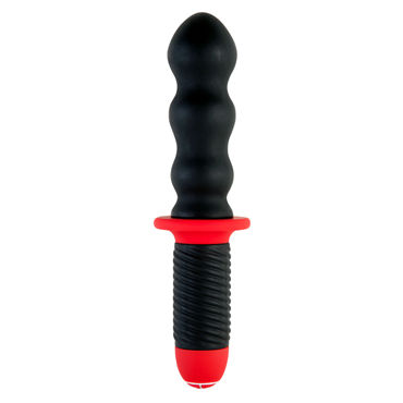 ToyFa Black&Red Рельефный анальный вибратор 15 см, черный, С двумя моторчиками ToyFa Black&Red Рельефный анальный вибратор 15 см, черный, С двумя моторчиками