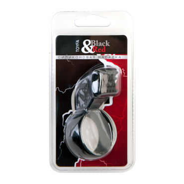 ToyFa Black&Red Насадка на пенис, черная, С клиторальным стимулятором ToyFa Black&Red Насадка на пенис, черная, С клиторальным стимулятором