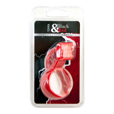ToyFa Black&Red Насадка на пенис, красная, С клиторальным стимулятором ToyFa Black&Red Насадка на пенис, красная, С клиторальным стимулятором
