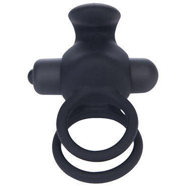 Lovetoy Power Duo Clit Cockring, черное, Эрекционное кольцо с 10 режимами вибрации и петлей для мошонки Lovetoy Power Duo Clit Cockring, черное, Эрекционное кольцо с 10 режимами вибрации и петлей для мошонки