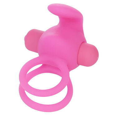 Lovetoy Power Duo Clit Cockring, розовое, Эрекционное кольцо с 10 режимами вибрации и петлей для мошонки Lovetoy Power Duo Clit Cockring, розовое, Эрекционное кольцо с 10 режимами вибрации и петлей для мошонки