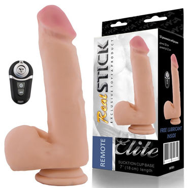 Toyfa Remote RealStick Elite, 18 см, Перезаряжаемый вибратор-реалистик Toyfa Remote RealStick Elite, 18 см, Перезаряжаемый вибратор-реалистик