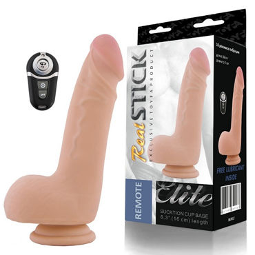 Toyfa Remote RealStick Elite, 16 см, Перезаряжаемый вибратор-реалистик Toyfa Remote RealStick Elite, 16 см, Перезаряжаемый вибратор-реалистик