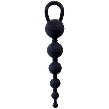 Shots Toys Six Balls Chain, черный, Силиконовая анальная цепочка Shots Toys Six Balls Chain, черный, Силиконовая анальная цепочка