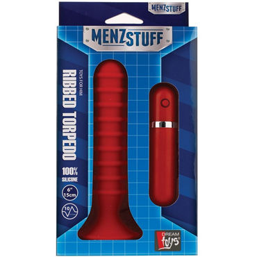 Menzstuff Ribbed Torpedo Red, 13 см, Анальный вибратор с ребристой поверхностью Menzstuff Ribbed Torpedo Red, 13 см, Анальный вибратор с ребристой поверхностью