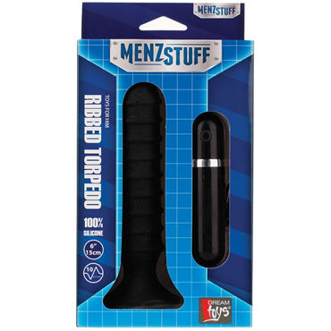 Menzstuff Ribbed Torpedo Black, 13 см, Анальный вибратор с ребристой поверхностью Menzstuff Ribbed Torpedo Black, 13 см, Анальный вибратор с ребристой поверхностью