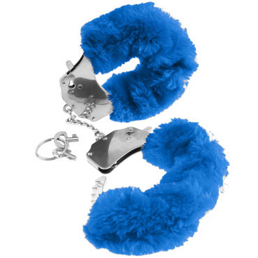 Pipedream Furry Cuffs, синие - Наручники с мехом - купить в секс шопе Pipedream Furry Cuffs, синие - Наручники с мехом - купить в секс шопе