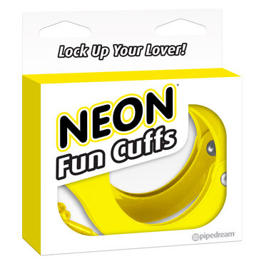 Pipedream Neon Fun Cuffs, желтые, Наручники неоновые металлические с ключиками Pipedream Neon Fun Cuffs, желтые, Наручники неоновые металлические с ключиками