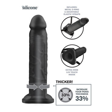 Pipedream Fantasy X-tensions 10" Silicone Hollow Extension, черный, Фаллопротез с ремешками для крепления и другие товары Pipedream с фото Pipedream Fantasy X-tensions 10" Silicone Hollow Extension, черный, Фаллопротез с ремешками для крепления и другие товары Pipedream с фото