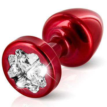 Diogol Anni Clover T2, красная, Анальная пробка с кристаллом Swarovski в форме клевера Diogol Anni Clover T2, красная, Анальная пробка с кристаллом Swarovski в форме клевера