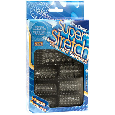 Doc Johnson Super Stretch Stimulator Sleeves, Набор насадок Doc Johnson Super Stretch Stimulator Sleeves, Набор насадок