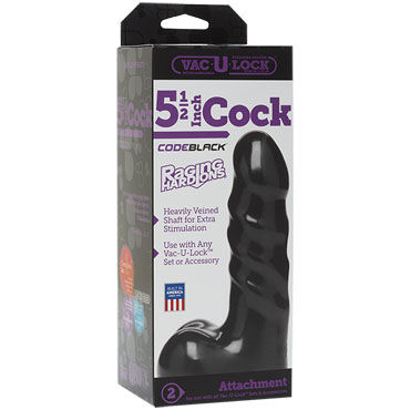 Doc Johnson Vac-U-Lock CodeBlack Raging Hard Ons Cock 14 см - Реалистичная насадка с мошонкой к трусикам - купить в секс шопе Doc Johnson Vac-U-Lock CodeBlack Raging Hard Ons Cock 14 см - Реалистичная насадка с мошонкой к трусикам - купить в секс шопе