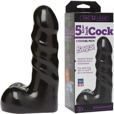 Doc Johnson Vac-U-Lock CodeBlack Raging Hard Ons Cock 14 см, Реалистичная насадка с мошонкой к трусикам Doc Johnson Vac-U-Lock CodeBlack Raging Hard Ons Cock 14 см, Реалистичная насадка с мошонкой к трусикам