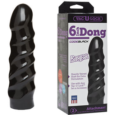 Doc Johnson Vac-U-Lock CodeBlack Raging Hard Ons Dong 15 см, Реалистичная насадка к трусикам Doc Johnson Vac-U-Lock CodeBlack Raging Hard Ons Dong 15 см, Реалистичная насадка к трусикам