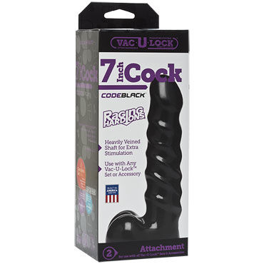 Doc Johnson Vac-U-Lock CodeBlack Raging Hard Ons Cock 18 см - Реалистичная насадка с мошонкой к трусикам - купить в секс шопе Doc Johnson Vac-U-Lock CodeBlack Raging Hard Ons Cock 18 см - Реалистичная насадка с мошонкой к трусикам - купить в секс шопе