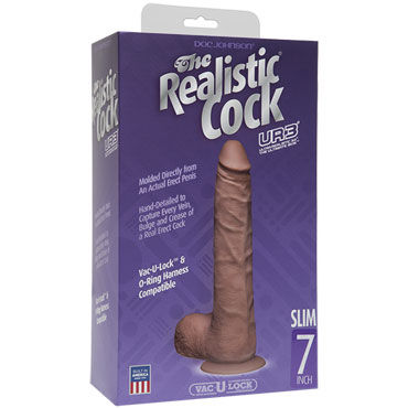 Doc Johnson Vac-U-Lock The Realistic Cock 19 см, коричневый - Реалистичный фаллоимитатор-насадка к трусикам - купить в секс шопе Doc Johnson Vac-U-Lock The Realistic Cock 19 см, коричневый - Реалистичный фаллоимитатор-насадка к трусикам - купить в секс шопе