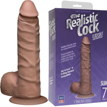 Doc Johnson Vac-U-Lock The Realistic Cock 19 см, коричневый - фото, отзывы Doc Johnson Vac-U-Lock The Realistic Cock 19 см, коричневый - фото, отзывы