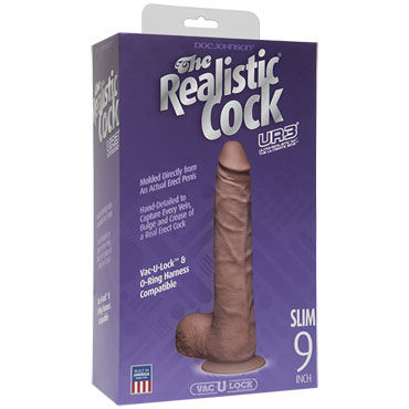 Doc Johnson Vac-U-Lock The Realistic Cock 24 см, коричневый - Реалистичный фаллоимитатор-насадка к трусикам - купить в секс шопе Doc Johnson Vac-U-Lock The Realistic Cock 24 см, коричневый - Реалистичный фаллоимитатор-насадка к трусикам - купить в секс шопе
