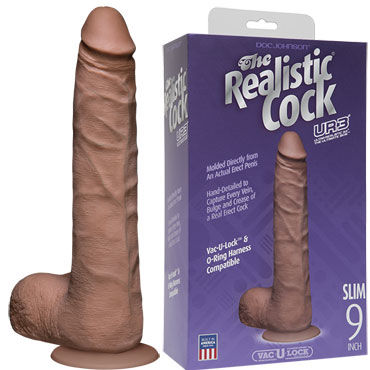 Doc Johnson Vac-U-Lock The Realistic Cock 24 см, коричневый, Реалистичный фаллоимитатор-насадка к трусикам Doc Johnson Vac-U-Lock The Realistic Cock 24 см, коричневый, Реалистичный фаллоимитатор-насадка к трусикам