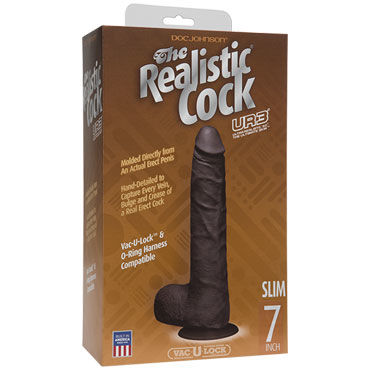 Doc Johnson Vac-U-Lock The Realistic Cock 19 см, черный - Реалистичный фаллоимитатор-насадка к трусикам - купить в секс шопе Doc Johnson Vac-U-Lock The Realistic Cock 19 см, черный - Реалистичный фаллоимитатор-насадка к трусикам - купить в секс шопе