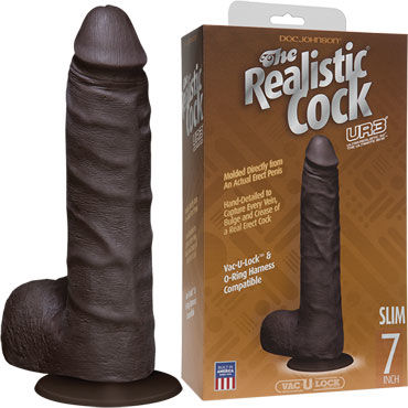 Doc Johnson Vac-U-Lock The Realistic Cock 19 см, черный, Реалистичный фаллоимитатор-насадка к трусикам Doc Johnson Vac-U-Lock The Realistic Cock 19 см, черный, Реалистичный фаллоимитатор-насадка к трусикам