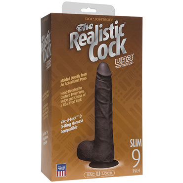 Doc Johnson Vac-U-Lock The Realistic Cock 24 см, черный - Реалистичный фаллоимитатор-насадка к трусикам - купить в секс шопе Doc Johnson Vac-U-Lock The Realistic Cock 24 см, черный - Реалистичный фаллоимитатор-насадка к трусикам - купить в секс шопе