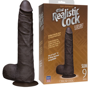 Doc Johnson Vac-U-Lock The Realistic Cock 24 см, черный, Реалистичный фаллоимитатор-насадка к трусикам Doc Johnson Vac-U-Lock The Realistic Cock 24 см, черный, Реалистичный фаллоимитатор-насадка к трусикам