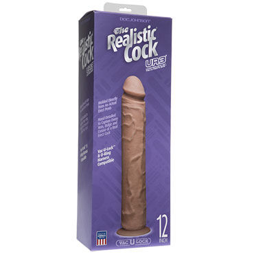 Doc Johnson Vac-U-Lock The Realistic Cock Without Balls 30 см, коричневый - Реалистичный фаллоимитатор-насадка к трусикам - купить в секс шопе Doc Johnson Vac-U-Lock The Realistic Cock Without Balls 30 см, коричневый - Реалистичный фаллоимитатор-насадка к трусикам - купить в секс шопе