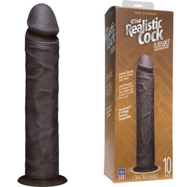 Doc Johnson Vac-U-Lock The Realistic Cock Without Balls 25 см, черный, Реалистичный фаллоимитатор-насадка к трусикам Doc Johnson Vac-U-Lock The Realistic Cock Without Balls 25 см, черный, Реалистичный фаллоимитатор-насадка к трусикам