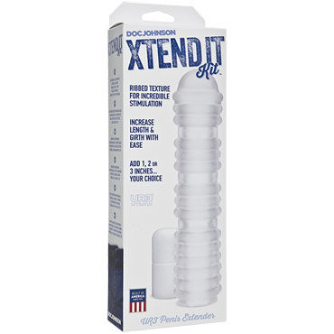 Doc Johnson Xtend It Kit Ribbed - Увеличивающая насадка на пенис - купить в секс шопе Doc Johnson Xtend It Kit Ribbed - Увеличивающая насадка на пенис - купить в секс шопе