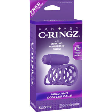 Pipedream Fantasy C-Ringz Vibrating Couples Cage, Ажурная насадка с петлей для мошонки Pipedream Fantasy C-Ringz Vibrating Couples Cage, Ажурная насадка с петлей для мошонки