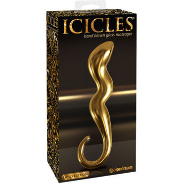 Pipedream Icicles Gold Edition G01, Стеклянный фаллоимитатор Pipedream Icicles Gold Edition G01, Стеклянный фаллоимитатор