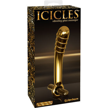 Pipedream Icicles Gold Edition G05, Стеклянный вибромассажер Pipedream Icicles Gold Edition G05, Стеклянный вибромассажер