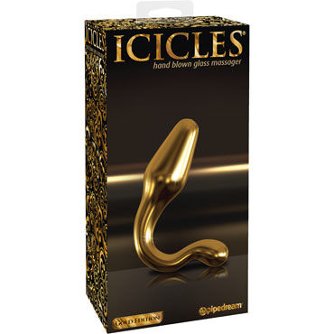 Pipedream Icicles Gold Edition G12, Стеклянный анальный стимулятор Pipedream Icicles Gold Edition G12, Стеклянный анальный стимулятор