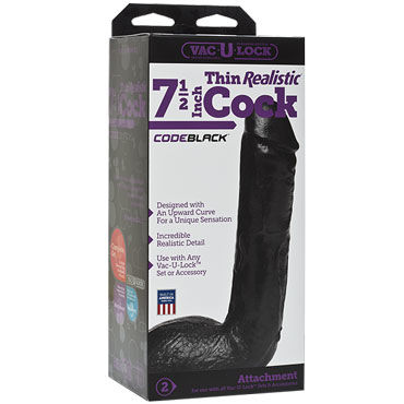 Doc Johnson Vac-U-Lock Thin Realistic Cock 19 см, черная - фото, отзывы Doc Johnson Vac-U-Lock Thin Realistic Cock 19 см, черная - фото, отзывы
