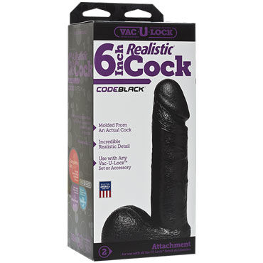 Doc Johnson Vac-U-Lock Realistic Cock 17.5 см, черная - фото, отзывы Doc Johnson Vac-U-Lock Realistic Cock 17.5 см, черная - фото, отзывы