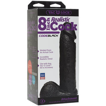 Doc Johnson Vac-U-Lock Realistic Cock 20 см, черная - фото, отзывы Doc Johnson Vac-U-Lock Realistic Cock 20 см, черная - фото, отзывы