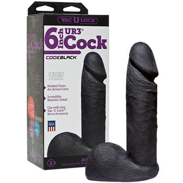 Doc Johnson Vac-U-Lock UR3 Cock 17.5 см, черный, Реалистичная насадка фаллоимитатор Doc Johnson Vac-U-Lock UR3 Cock 17.5 см, черный, Реалистичная насадка фаллоимитатор