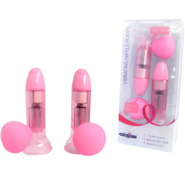 Seven Creations Vibrating Nipple Pumps, розовые, Виброприсоски для сосков Seven Creations Vibrating Nipple Pumps, розовые, Виброприсоски для сосков