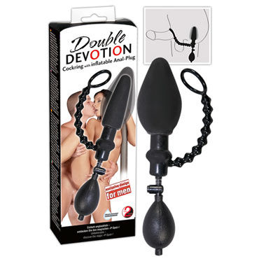 Orion Double Devotion, черная, Анальная груша с эрекционным кольцом Orion Double Devotion, черная, Анальная груша с эрекционным кольцом