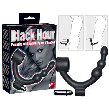 You2Toys Black Hour Penisring, черное, Кольцо с анальным стимулятором You2Toys Black Hour Penisring, черное, Кольцо с анальным стимулятором