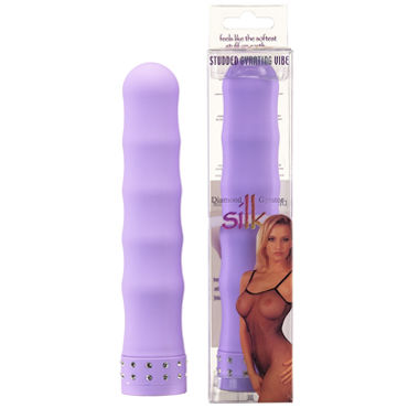 Gopaldas Studded Vibe фиолетовый, Вибратор с ребрышками и стразами Gopaldas Studded Vibe фиолетовый, Вибратор с ребрышками и стразами